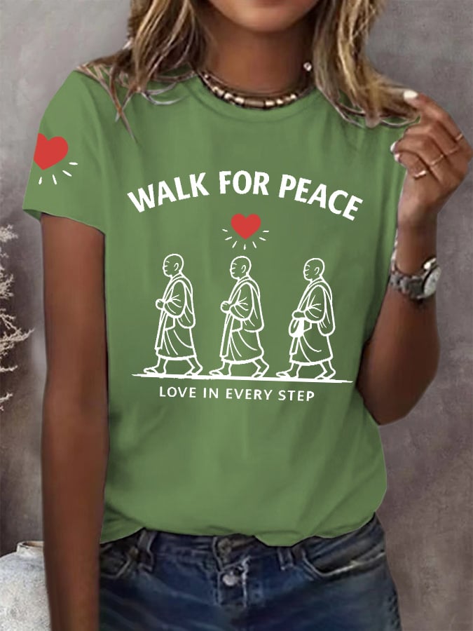 Mujer Walk For Peace Love In Every Step Camiseta estampada