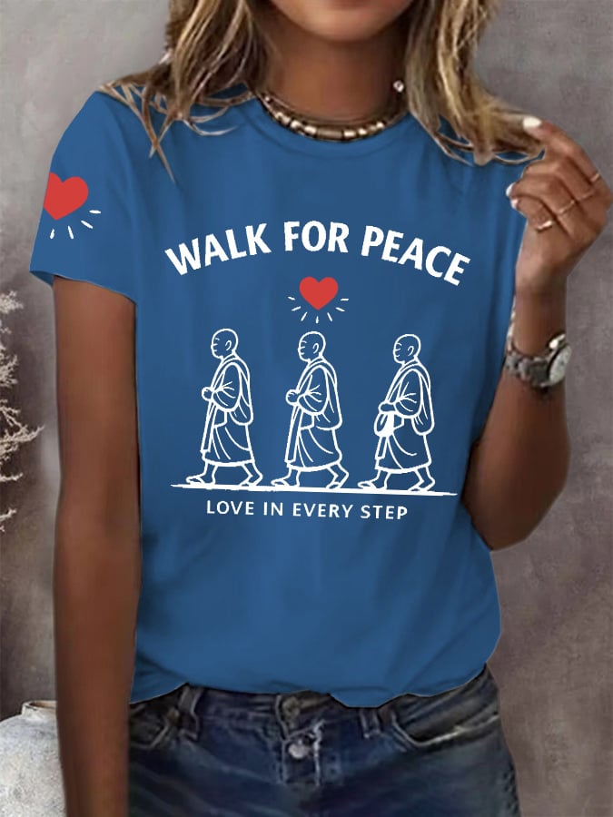 Mujer Walk For Peace Love In Every Step Camiseta estampada