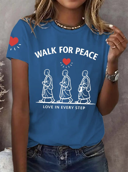 Mujer Walk For Peace Love In Every Step Camiseta estampada