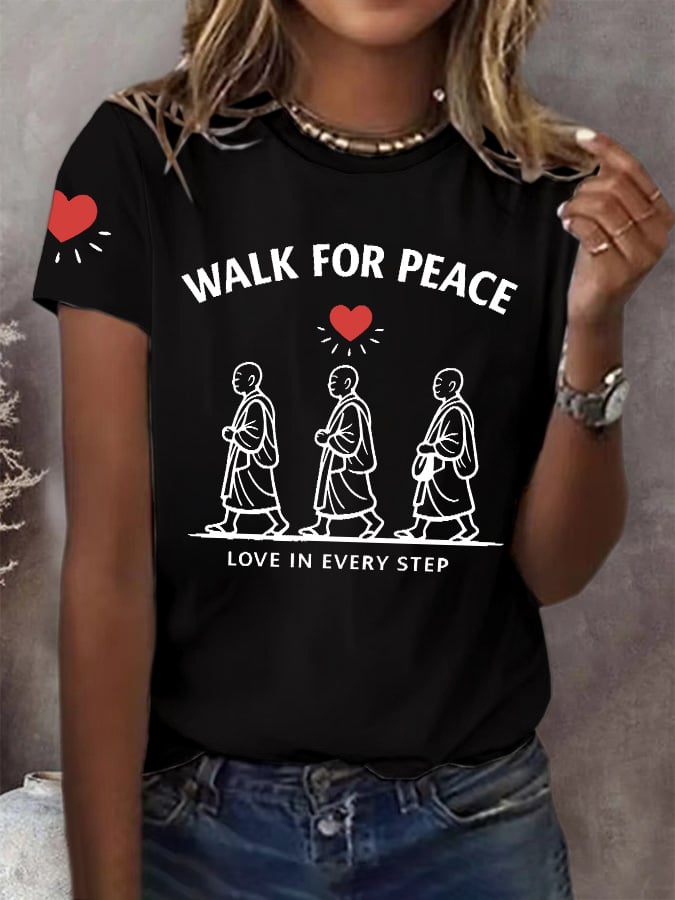Mujer Walk For Peace Love In Every Step Camiseta estampada