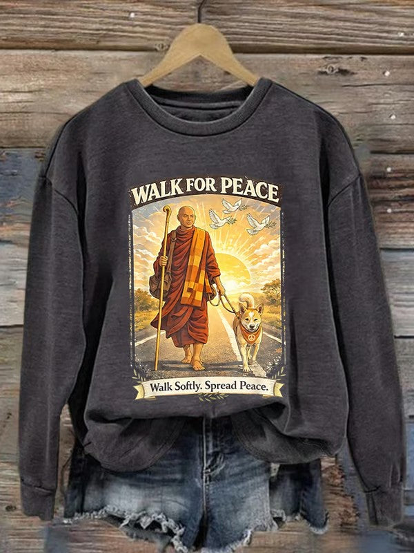 Paseo de las mujeres para los monjes de la paz con Aloka el perro de la paz impreso sudadera