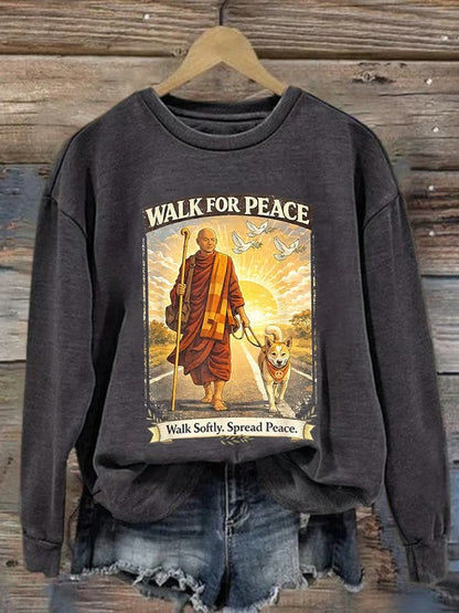 Paseo de las mujeres para los monjes de la paz con Aloka el perro de la paz impreso sudadera