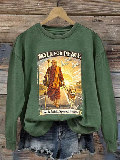 Paseo de las mujeres para los monjes de la paz con Aloka el perro de la paz impreso sudadera