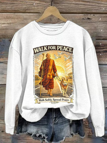 Paseo de las mujeres para los monjes de la paz con Aloka el perro de la paz impreso sudadera