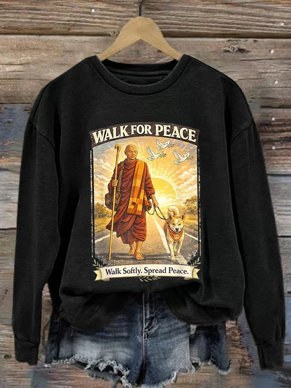 Paseo de las mujeres para los monjes de la paz con Aloka el perro de la paz impreso sudadera