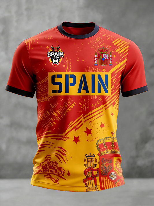 Camiseta de manga corta con estampado de fútbol de España para hombre