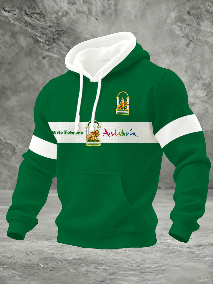Sudadera con capucha de impresión conmemorativa del día español de Andalucía de los hombres