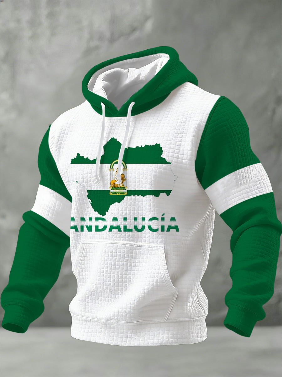 Sudadera con capucha de impresión conmemorativa del día español de Andalucía de los hombres