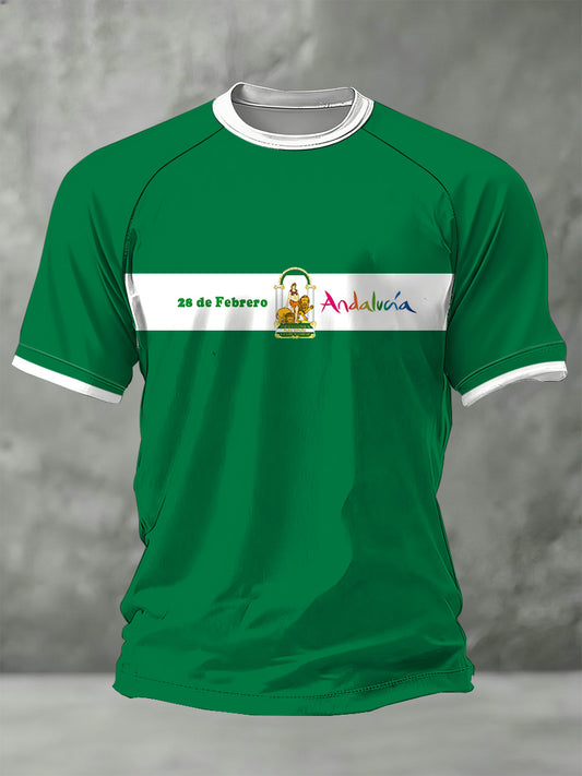 Camiseta impresa conmemorativa del día español de Andalucía de los hombres