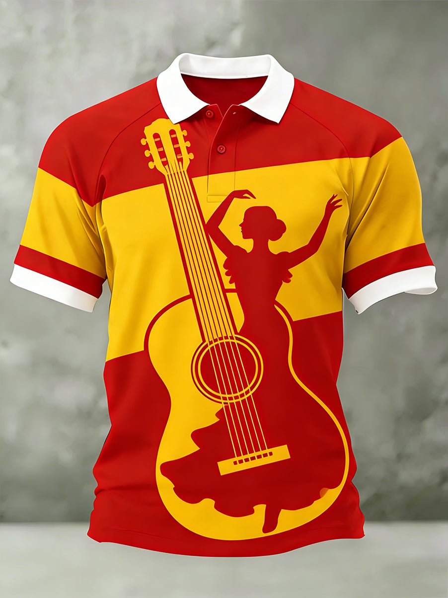 Top casual con estampado de arte español para hombre