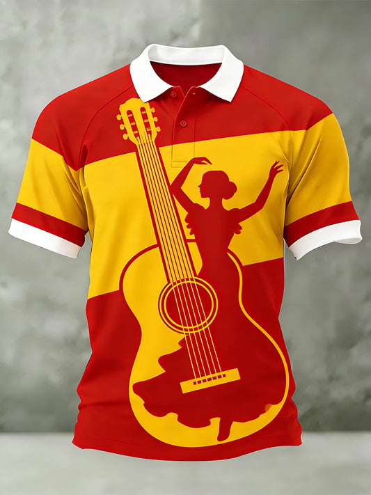 Top casual con estampado de arte español para hombre