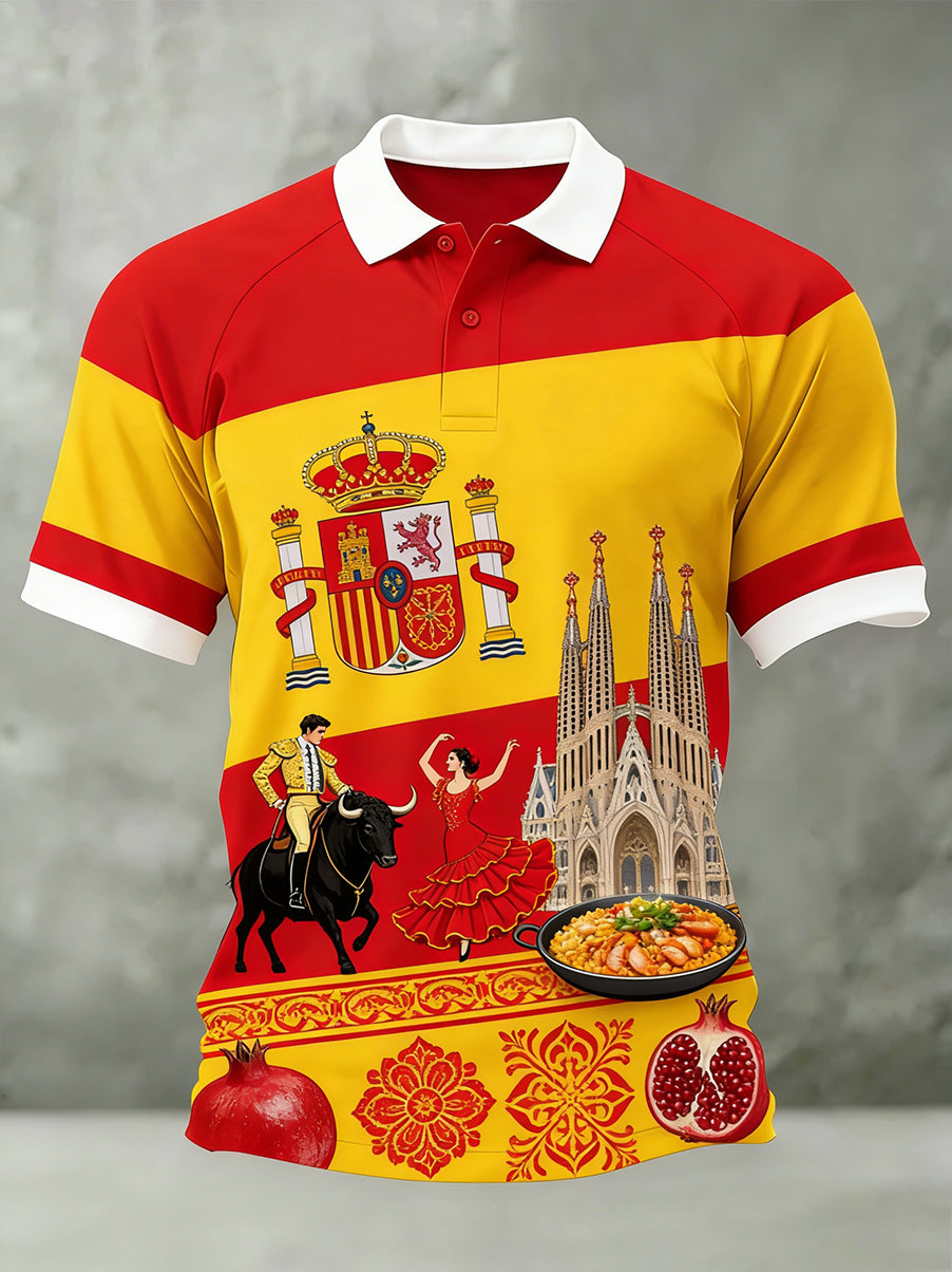 Top casual con estampado de arte español para hombre