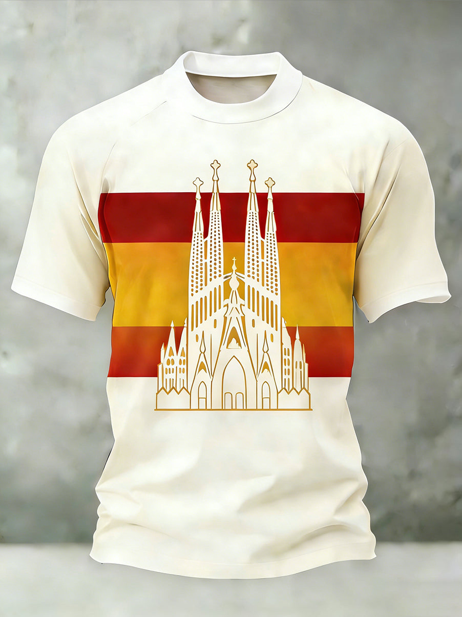 Top casual con estampado de arte español para hombre