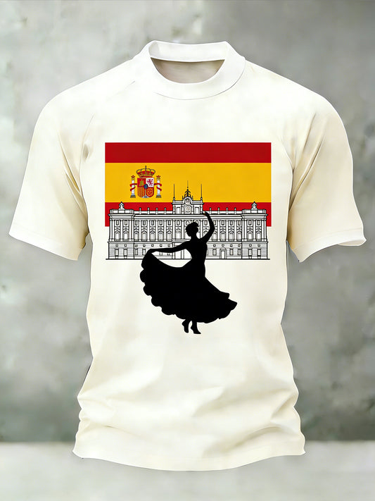 Top casual con estampado de arte español para hombre