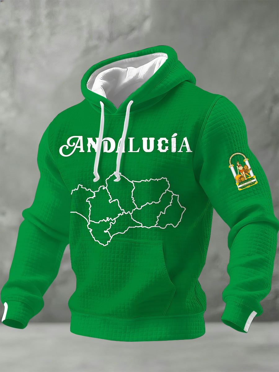 Sudadera con capucha impresa conmemorativa del festival español de Andalucía de los hombres