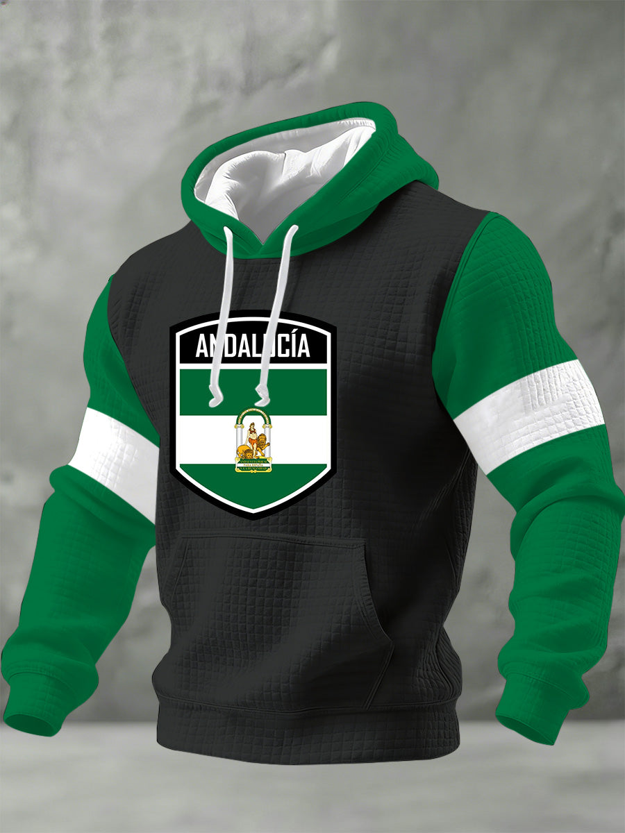 Sudadera con capucha impresa conmemorativa del festival español de Andalucía de los hombres