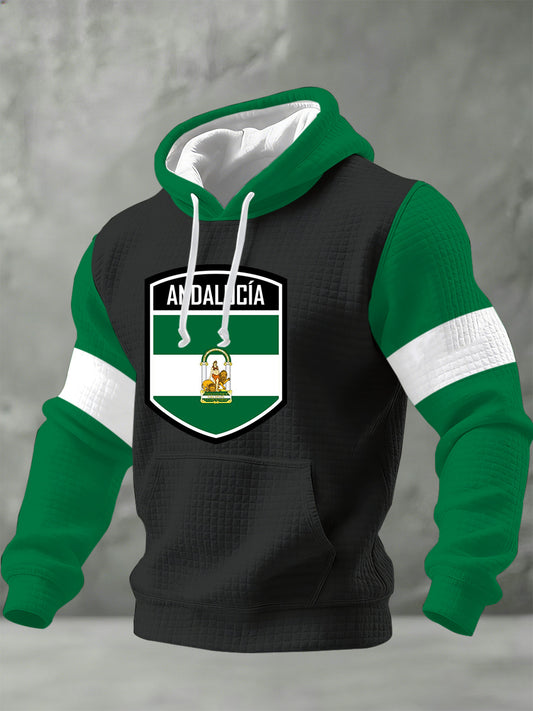 Sudadera con capucha impresa conmemorativa del festival español de Andalucía de los hombres