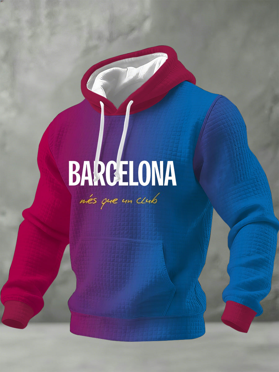 Sudadera con capucha impresa partidario del equipo de fútbol español de Barcelona para hombre