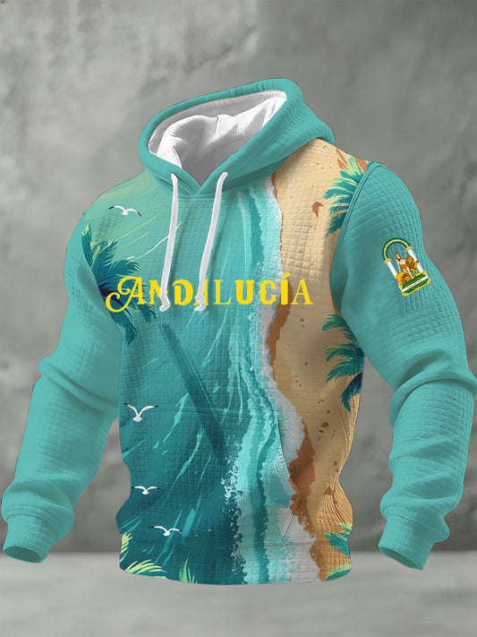 Sudadera con capucha impresa conmemorativa del día de Andalucía español de los hombres