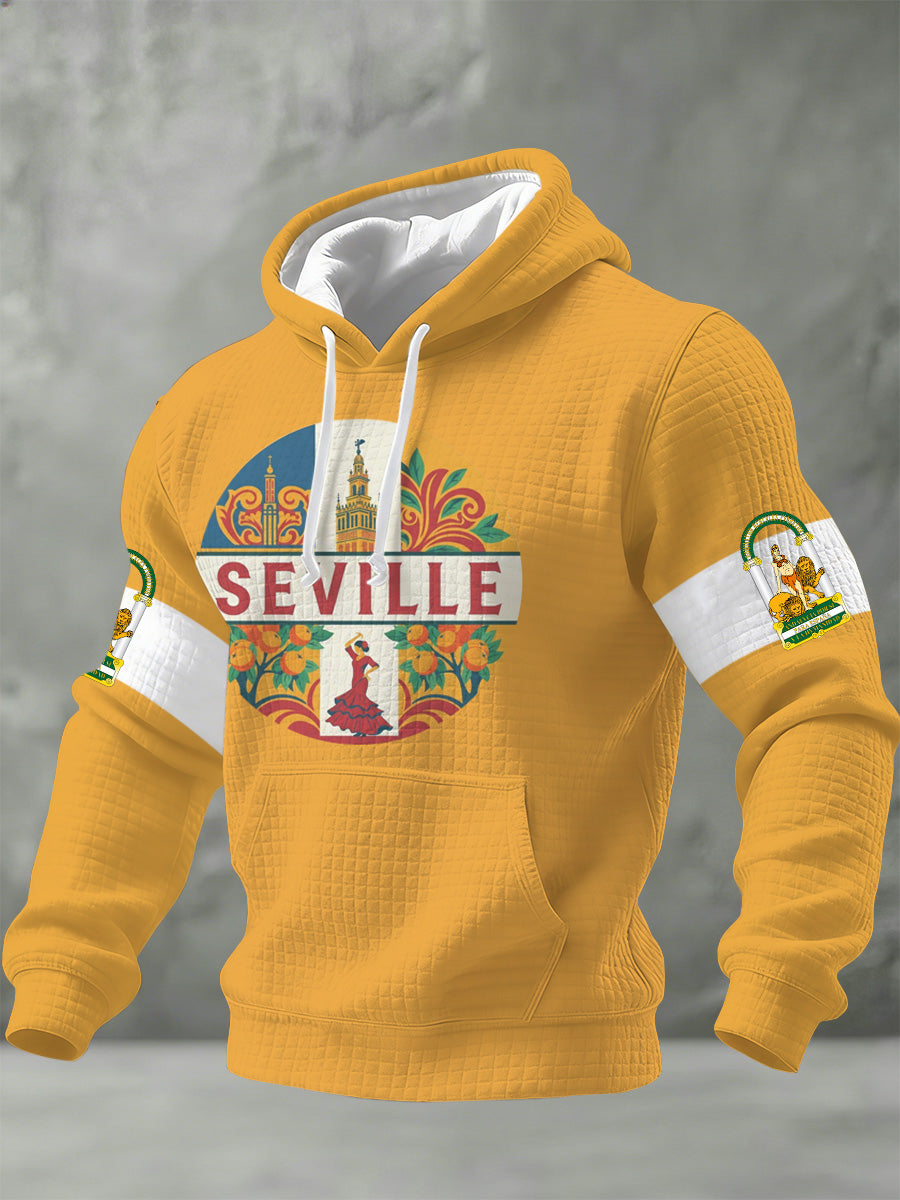 Sudadera con capucha impresa conmemorativa del festival español de Andalucía de los hombres