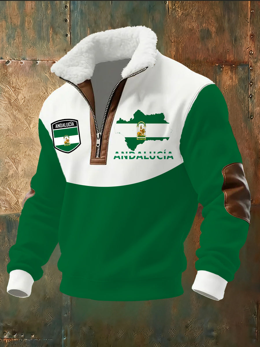 Sudadera de hombre con estampado de inspiración andaluza y cuello de pie