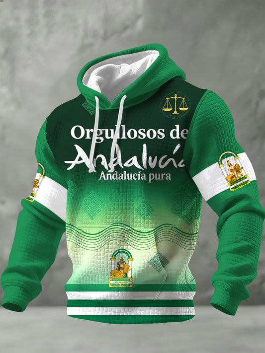 Sudadera con capucha impresa conmemorativa del festival español de Andalucía de los hombres