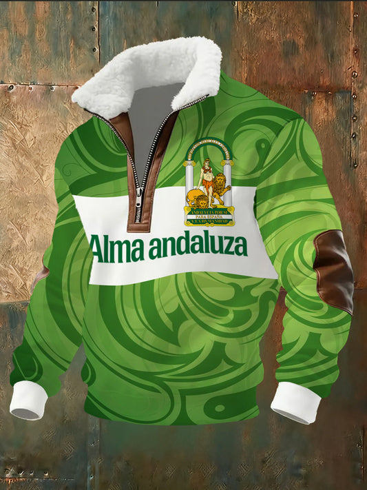 Sudadera de hombre con estampado de inspiración andaluza y cuello de pie