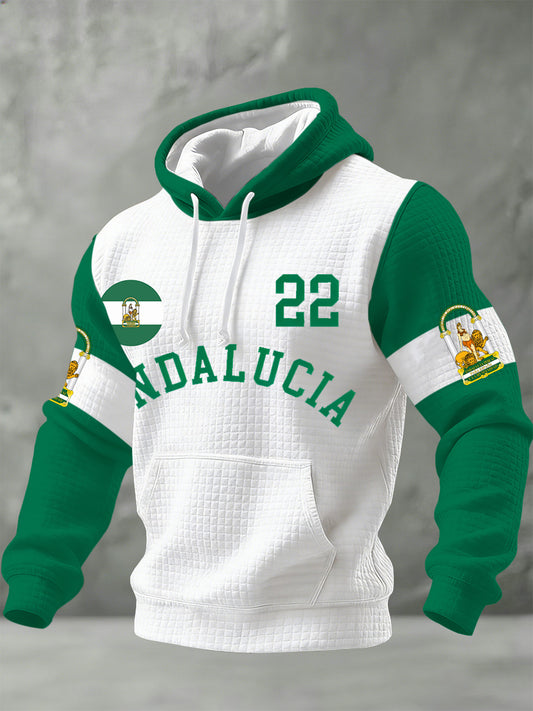 Sudadera con capucha impresa conmemorativa del festival español de Andalucía de los hombres