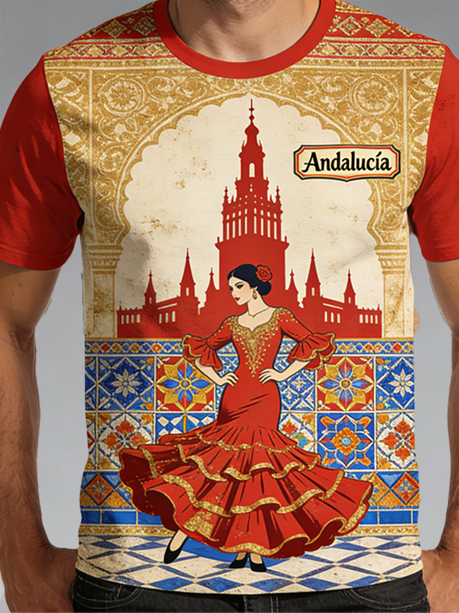Camiseta estampada conmemorativa del festival andaluz para hombre