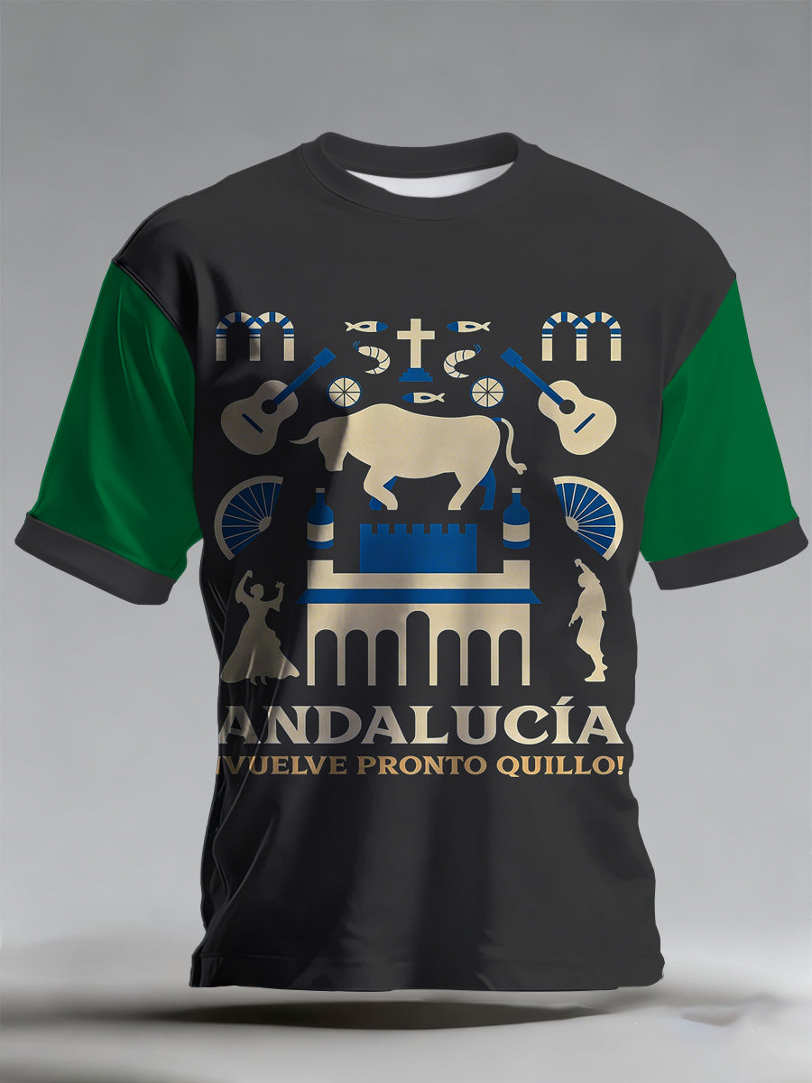 Camiseta estampada conmemorativa del festival andaluz para hombre