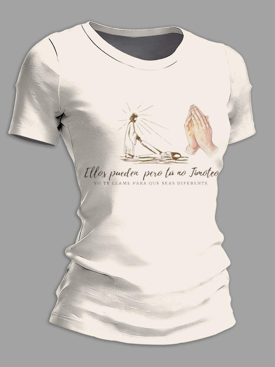 Camiseta de mujer Faith Print de manga corta