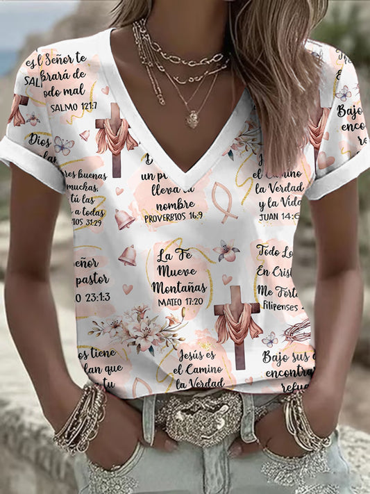 Camiseta de mujer Faith Print de manga corta