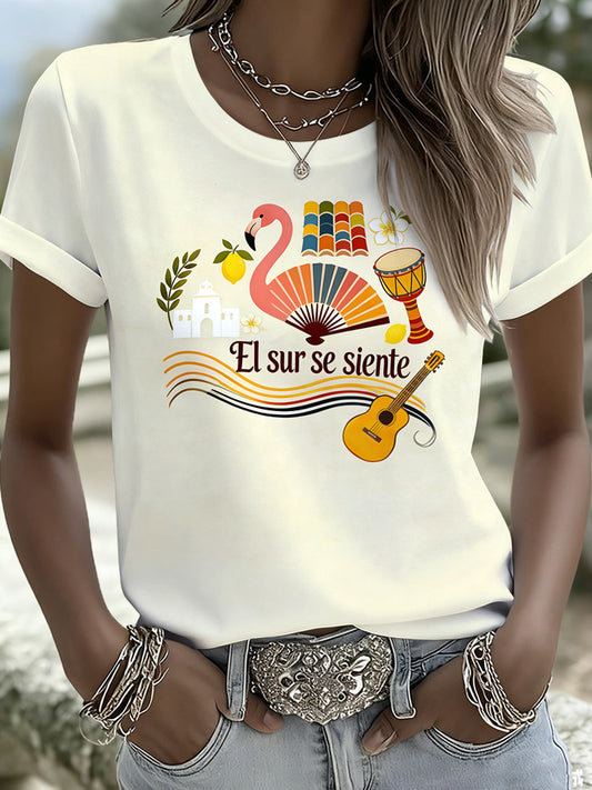 Camiseta con estampado conmemorativo del festival andaluz para mujer