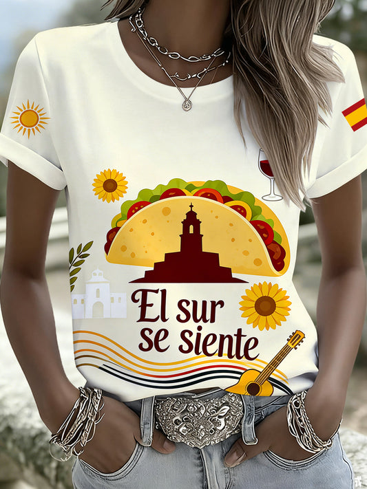Camiseta con estampado conmemorativo del festival andaluz para mujer
