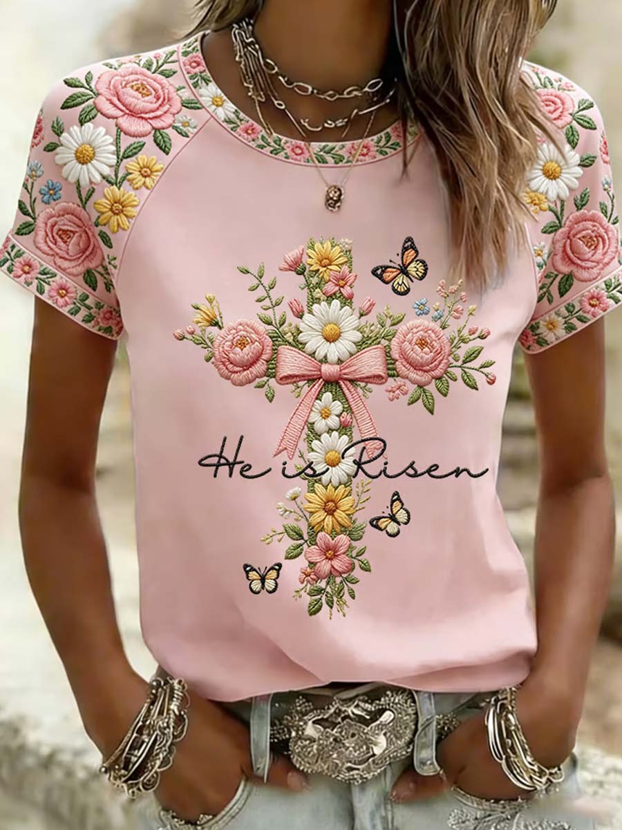 Camiseta casual con estampado de conejito divertido para Pascua, para mujer