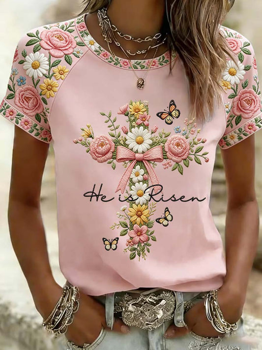 Camiseta casual con estampado de conejito divertido para Pascua, para mujer