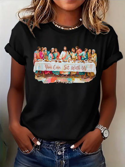 Camiseta con estampado Christian Easter You Can Sit With Us para mujer