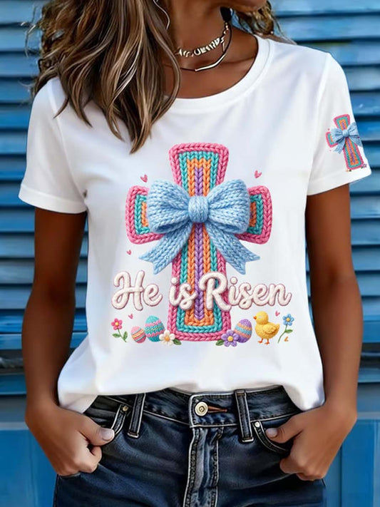 Camiseta casual con estampado de conejito divertido para Pascua, para mujer