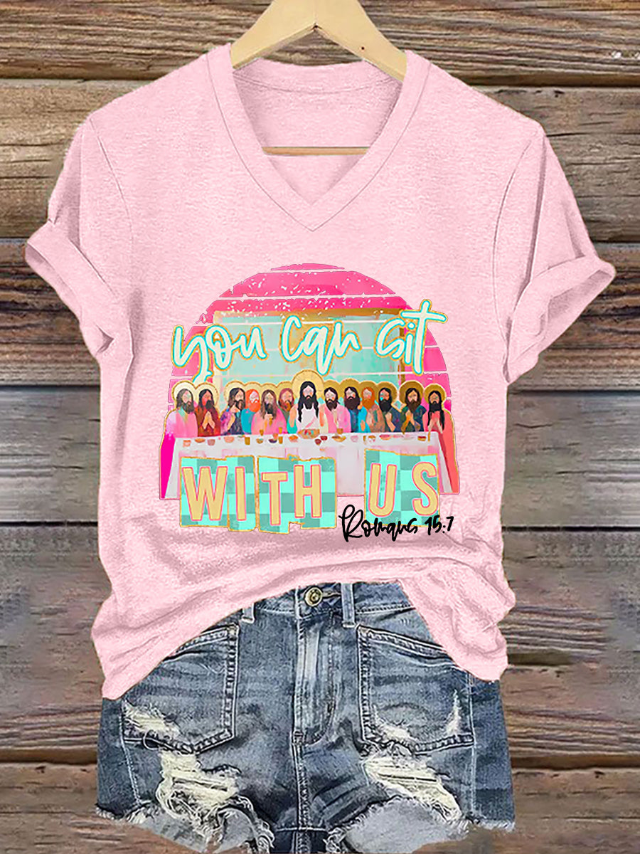 Camiseta con estampado Christian Easter You Can Sit With Us para mujer