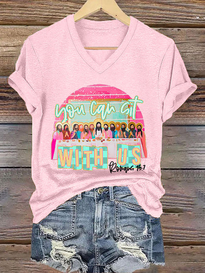 Camiseta con estampado Christian Easter You Can Sit With Us para mujer