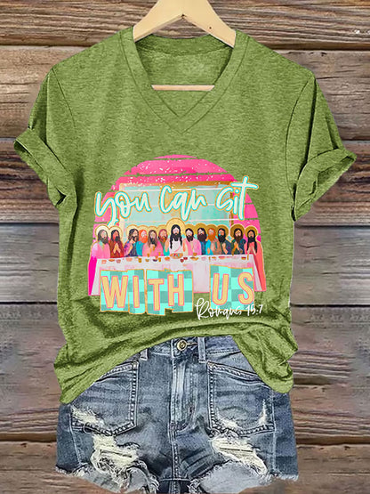 Camiseta con estampado Christian Easter You Can Sit With Us para mujer