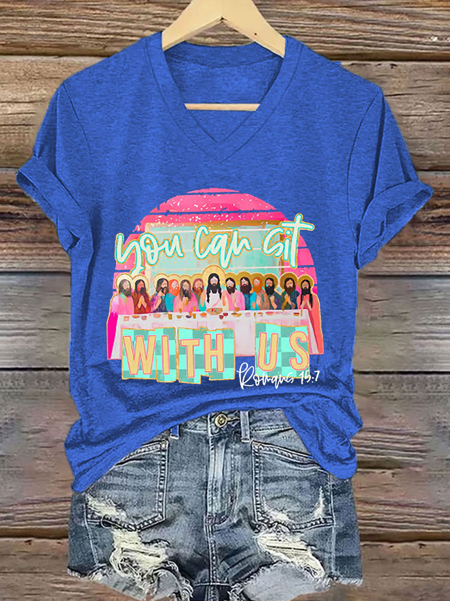 Camiseta con estampado Christian Easter You Can Sit With Us para mujer