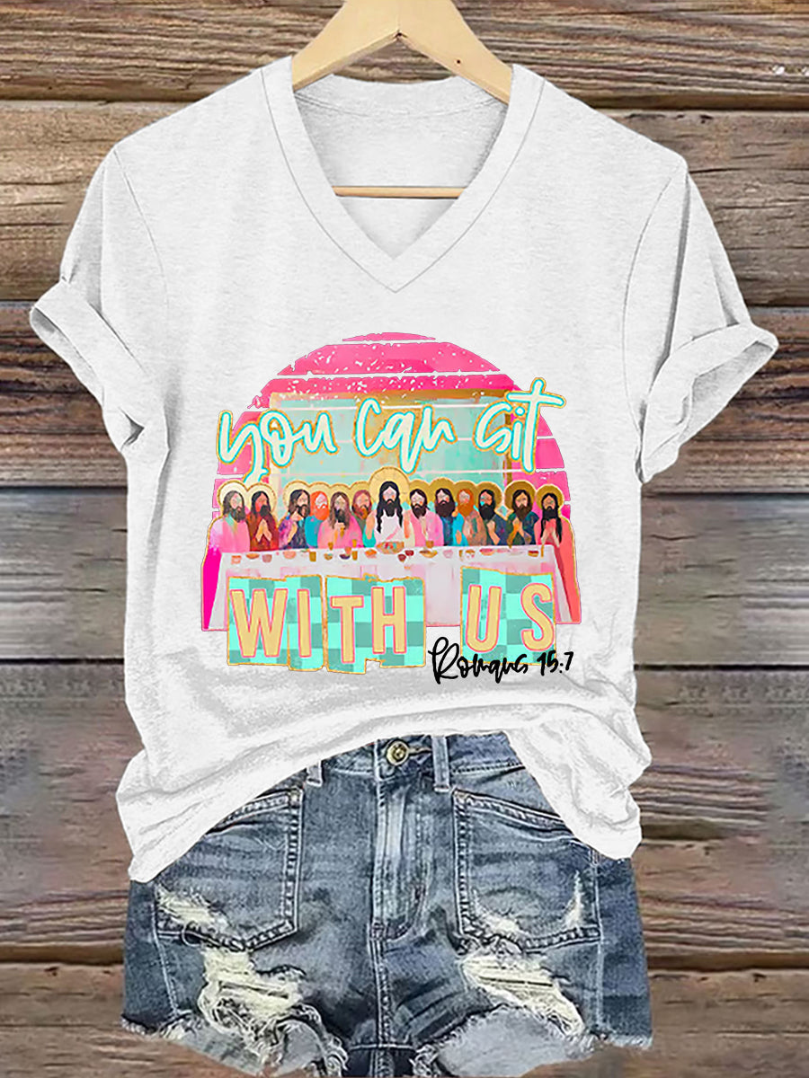 Camiseta con estampado Christian Easter You Can Sit With Us para mujer