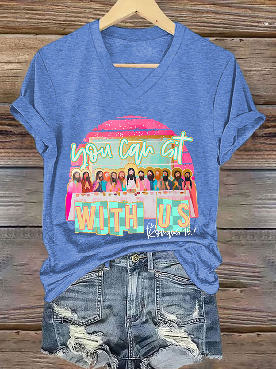Camiseta con estampado Christian Easter You Can Sit With Us para mujer