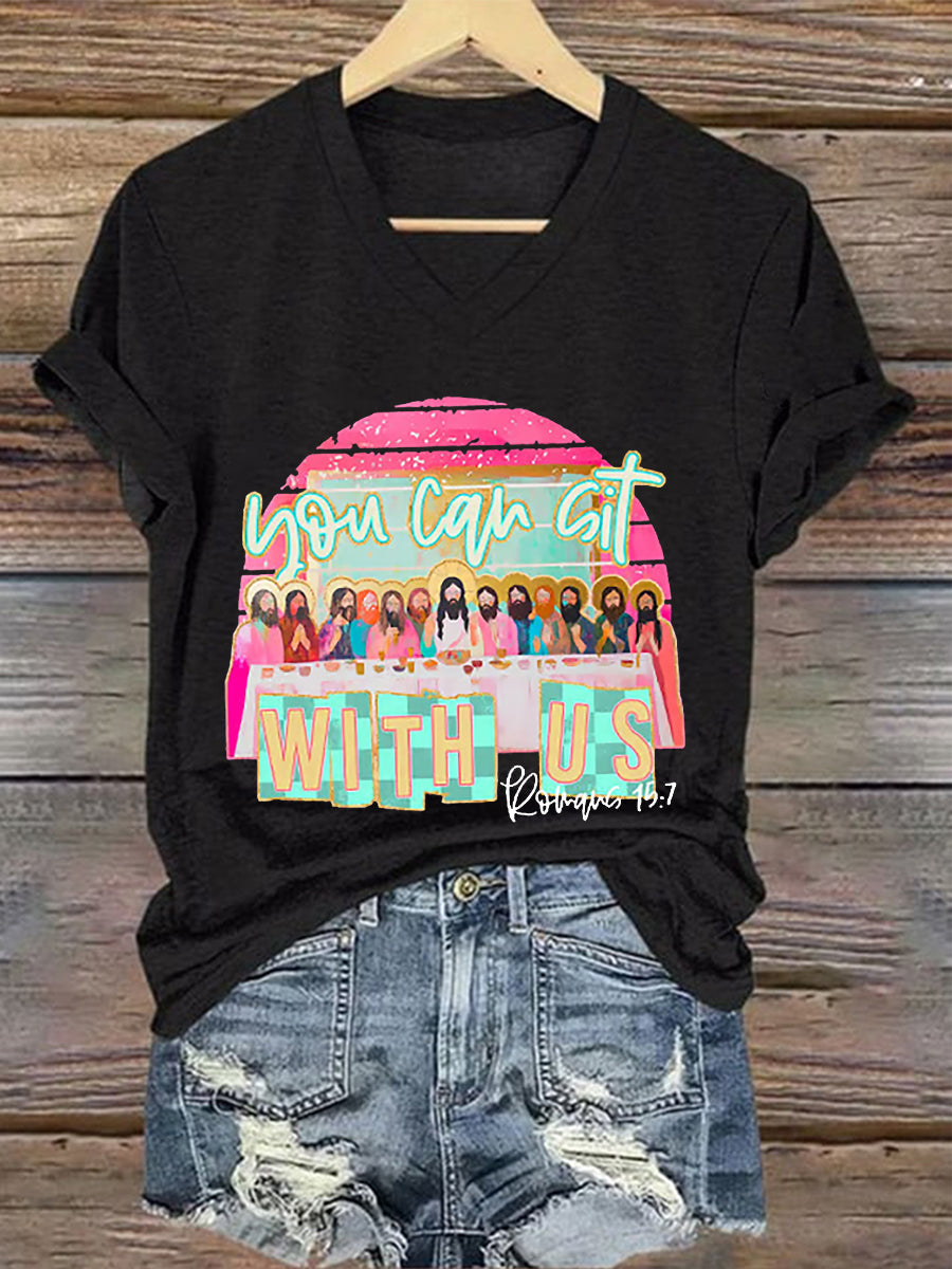 Camiseta con estampado Christian Easter You Can Sit With Us para mujer