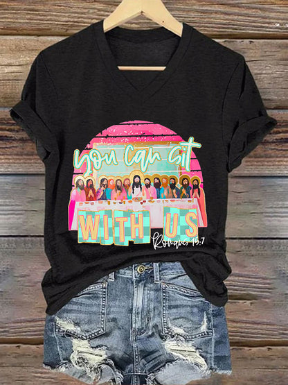 Camiseta con estampado Christian Easter You Can Sit With Us para mujer
