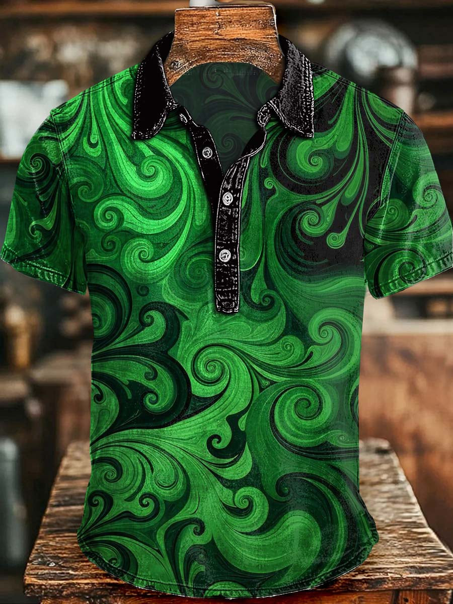 Espiral Patrón Impreso Casual Polo de manga corta