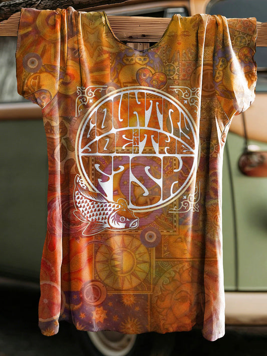 Camiseta manga corta Country Joe Hippie Music para mujer