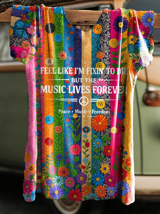 Camiseta manga corta Country Joe Hippie Music para mujer