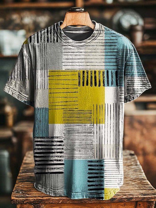 Camiseta de manga corta casual con estampado geométrico minimalista